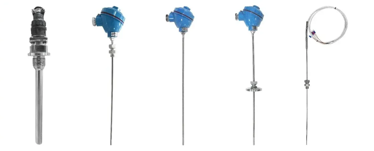 Armoured thermal resistor with several industrial probe and connection configurations.