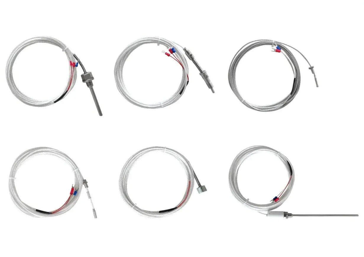 Face thermal resistor and thermocouple cable probe assemblies for fixed-surface measurement.