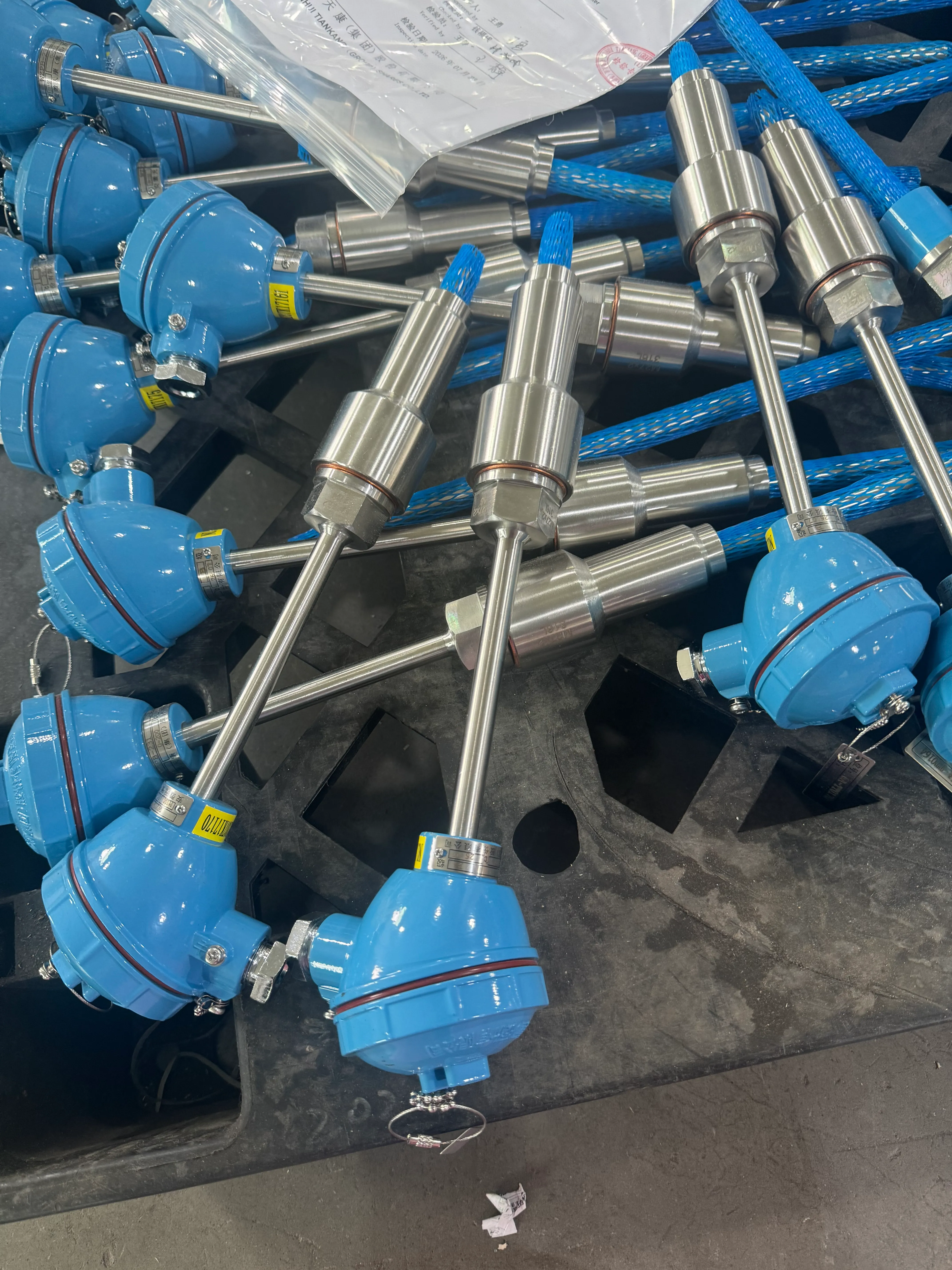 Integrated temperature transmitter showing display and junction box construction details.