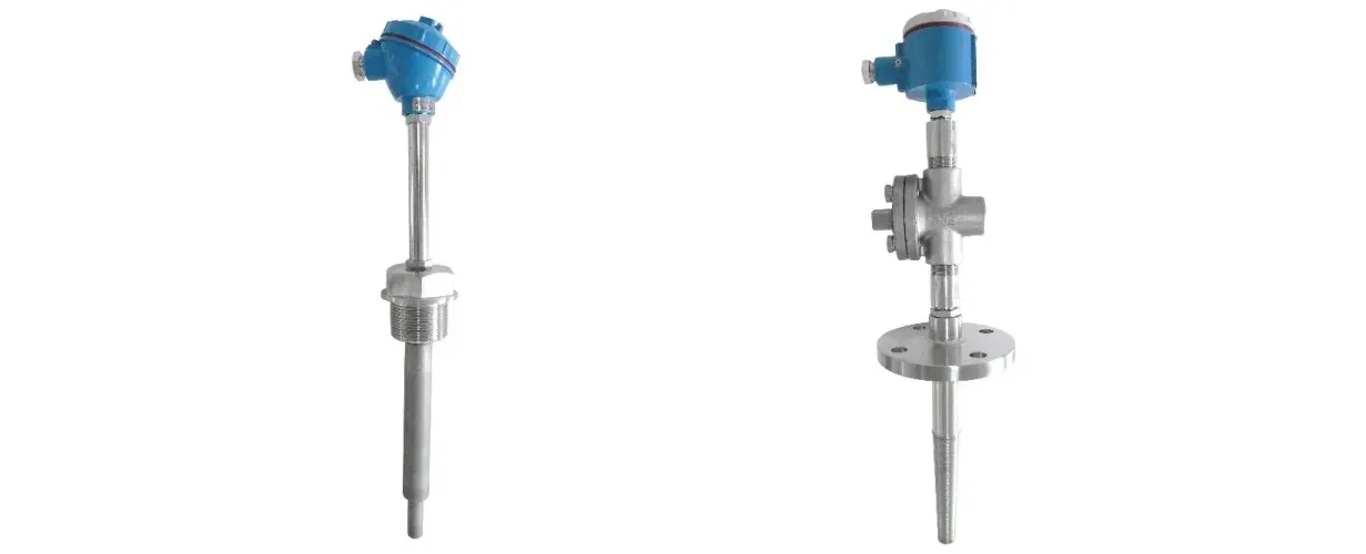 Wear-resistant thermocouple and thermal resistor with reinforced protection tube designs.